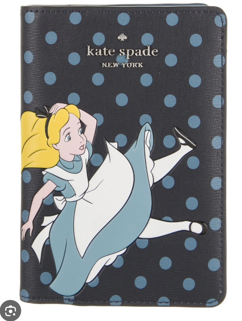 kate spade Navy Polka Dot Alice Illustration Passport Cover